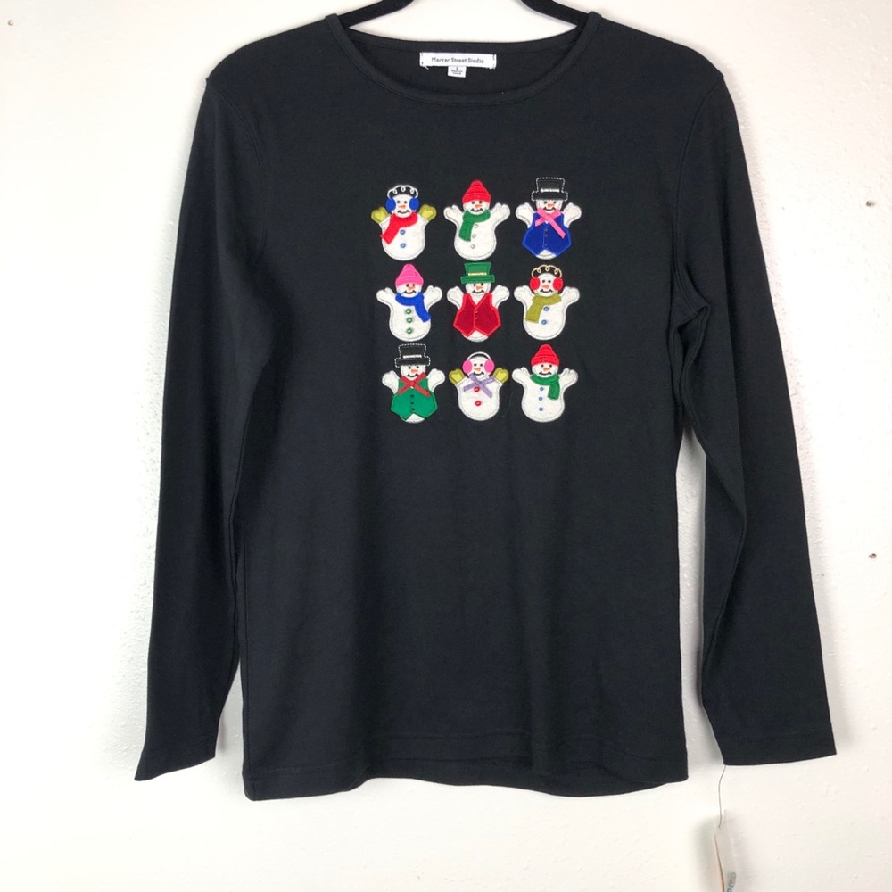 2/$30 Christmas long sleeve snowman embellished S
